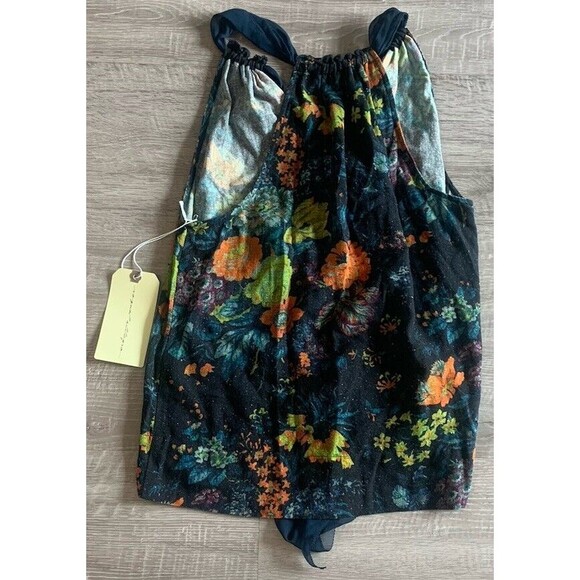 Raquel Allegra Silk Gauze Floral Halter Tank Top in Multi Size 1/S BRAND NEW - Picture 2 of 7